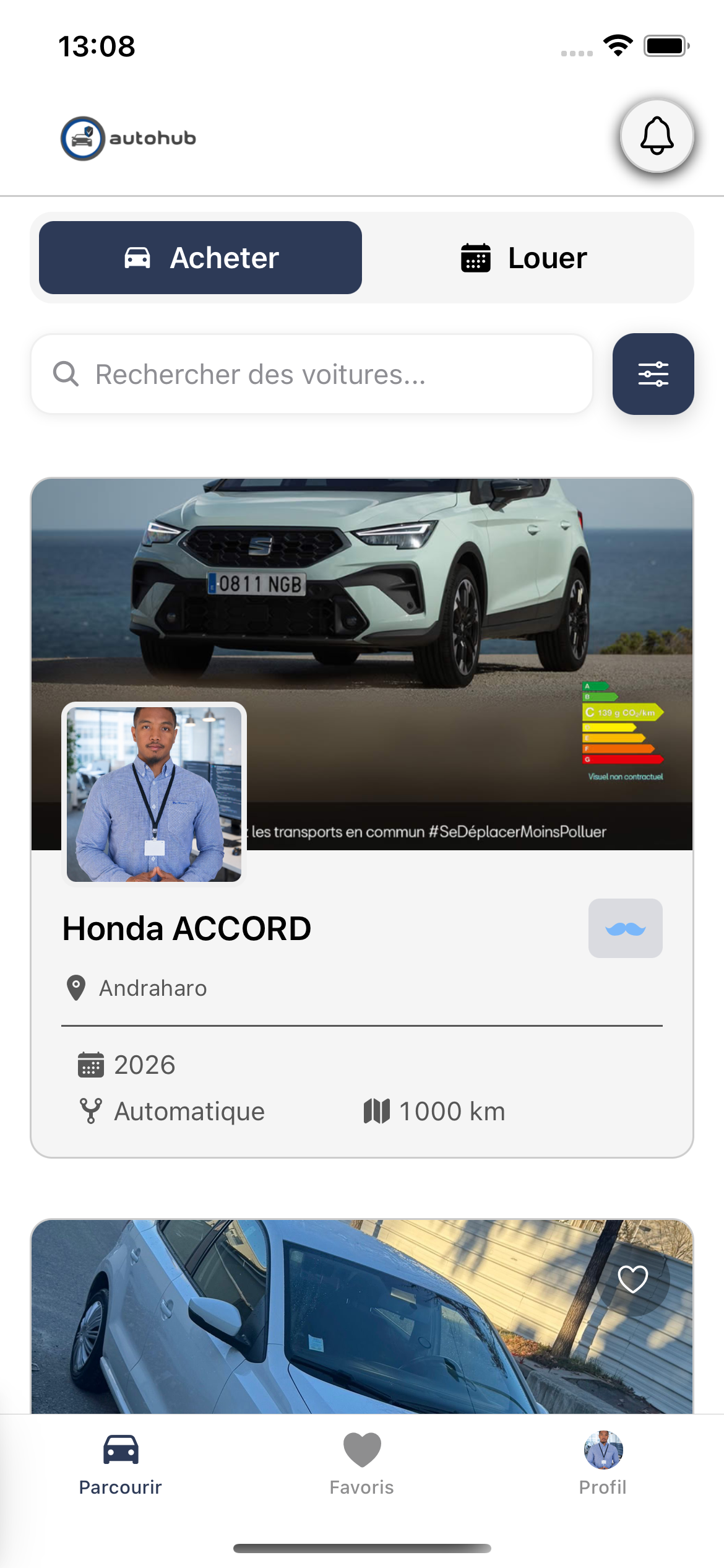 Écran Parcourir